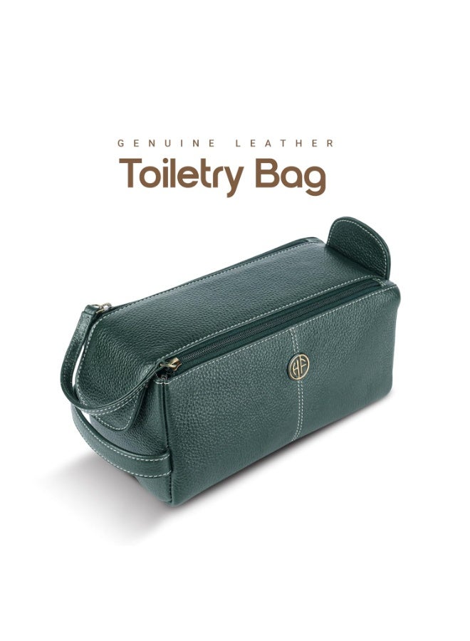  هاموندز فلاي كاتشر حقيبة أدوات زينة جلد طبيعي للرجال والنساء - منظم سفر، حقيبة حلاقة للرجال، حقيبة مستحضرات تجميل، حقيبة أدوات زينة للرجال بجيوب متعددة - أخضر - Image 3